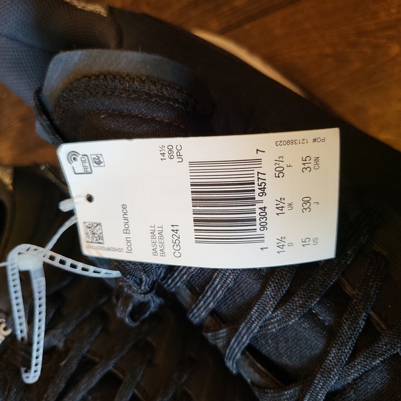 Adidas Icon Bounce Mens Metal Baseball Cleats CG5241 Black White Size 14.5 New - Picture 2 of 3